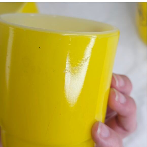 Vintage Fire King Anchor Hocking North West Compass Yellow Black Coffee Mug 3 PC - Picture 8 of 11